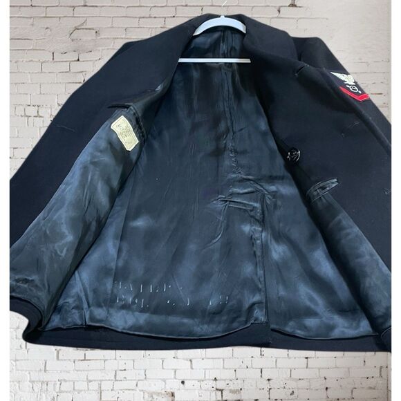 RARE Vintage kersey 100% wool US NAVY Military Peacoat Men’s 36 R Lined - Picture 6 of 9